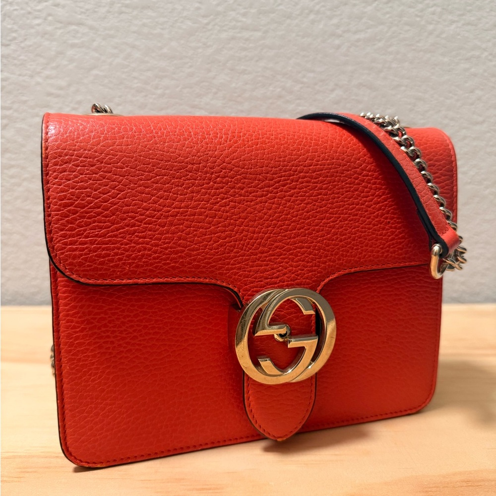 Gucci Orange Leather Shoulder/Crossbody Bag